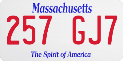 MA license plate 257GJ7