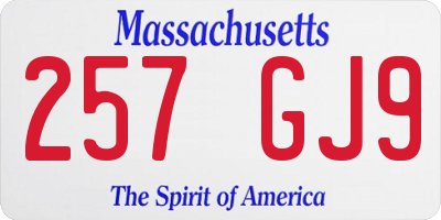 MA license plate 257GJ9