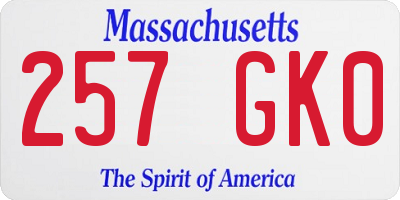 MA license plate 257GK0