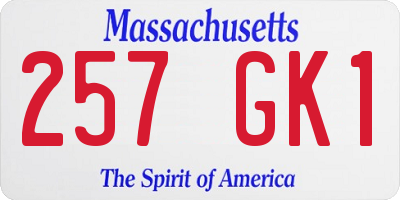 MA license plate 257GK1