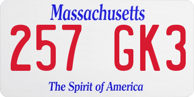 MA license plate 257GK3