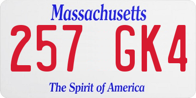 MA license plate 257GK4