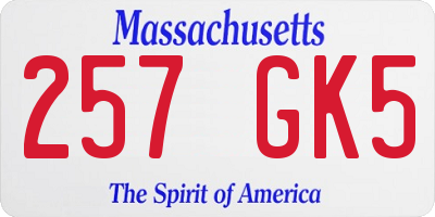 MA license plate 257GK5