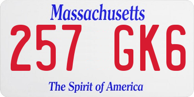 MA license plate 257GK6