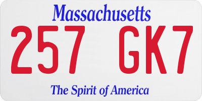 MA license plate 257GK7