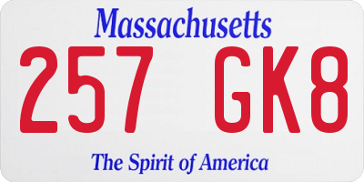 MA license plate 257GK8