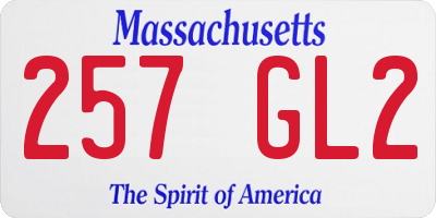 MA license plate 257GL2