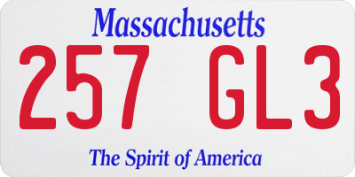 MA license plate 257GL3