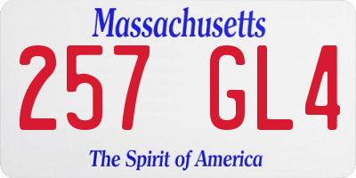 MA license plate 257GL4
