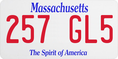 MA license plate 257GL5