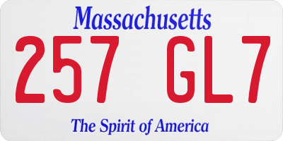 MA license plate 257GL7