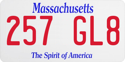 MA license plate 257GL8