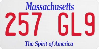 MA license plate 257GL9