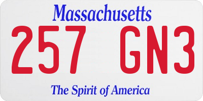 MA license plate 257GN3