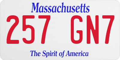 MA license plate 257GN7