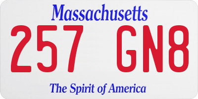 MA license plate 257GN8