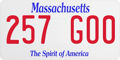 MA license plate 257GO0