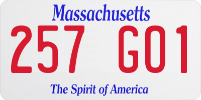 MA license plate 257GO1