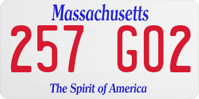 MA license plate 257GO2