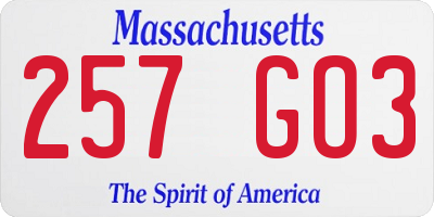 MA license plate 257GO3