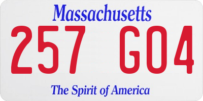 MA license plate 257GO4