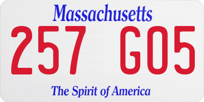 MA license plate 257GO5