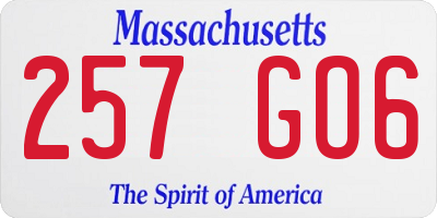 MA license plate 257GO6
