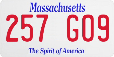 MA license plate 257GO9