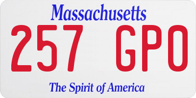 MA license plate 257GP0