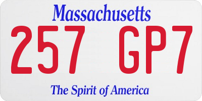 MA license plate 257GP7