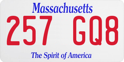 MA license plate 257GQ8