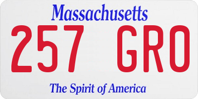 MA license plate 257GR0
