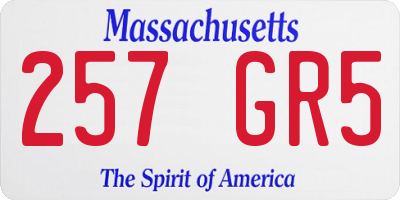 MA license plate 257GR5