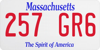 MA license plate 257GR6