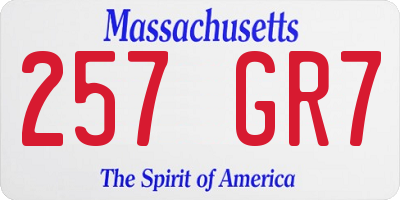 MA license plate 257GR7