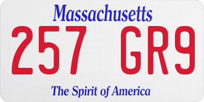 MA license plate 257GR9