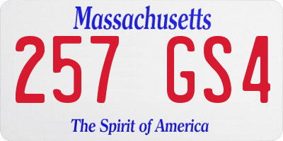 MA license plate 257GS4