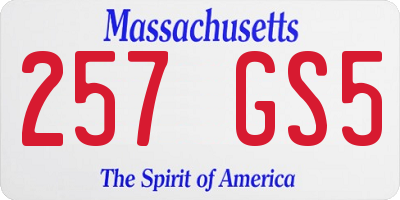 MA license plate 257GS5