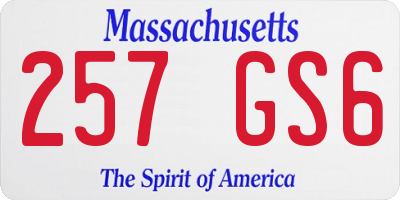 MA license plate 257GS6