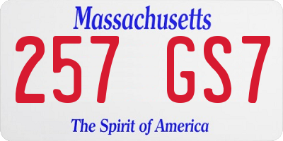 MA license plate 257GS7