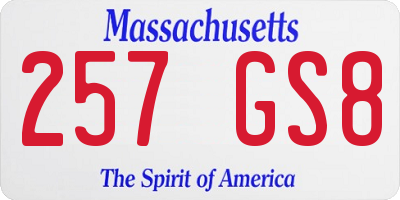MA license plate 257GS8
