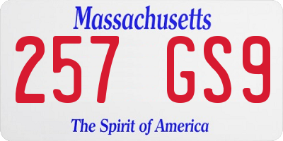 MA license plate 257GS9