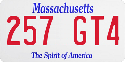 MA license plate 257GT4