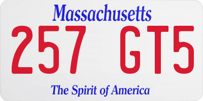 MA license plate 257GT5