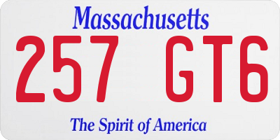 MA license plate 257GT6
