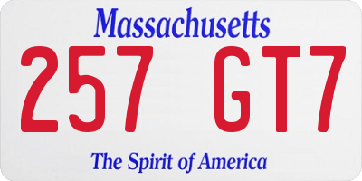 MA license plate 257GT7