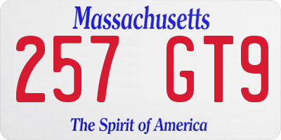 MA license plate 257GT9
