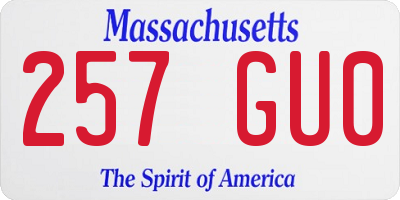 MA license plate 257GU0
