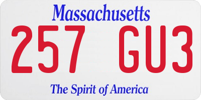 MA license plate 257GU3