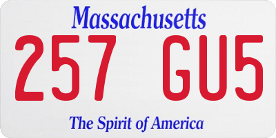 MA license plate 257GU5